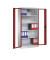 Stahlschrank 8920-055 S10153 lichtgrau, rubinrot, Acrylglas 93,0 x 40,0 x 195,0 cm, aufgebaut